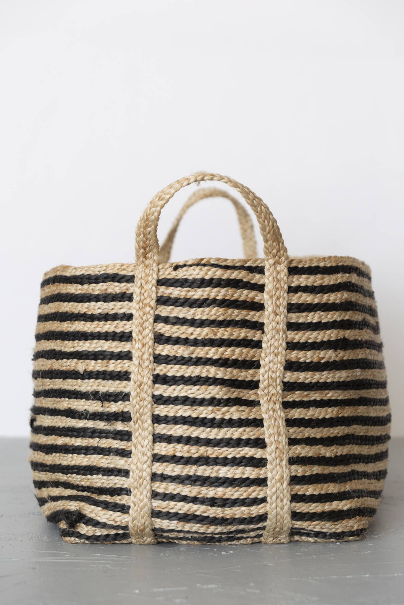 Rectangular Floor Basket - Charcoal Stripe