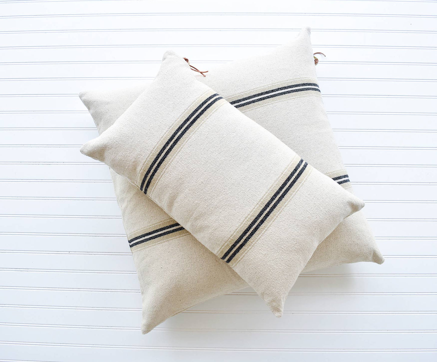 French Cotton Pillow w/ Stripes