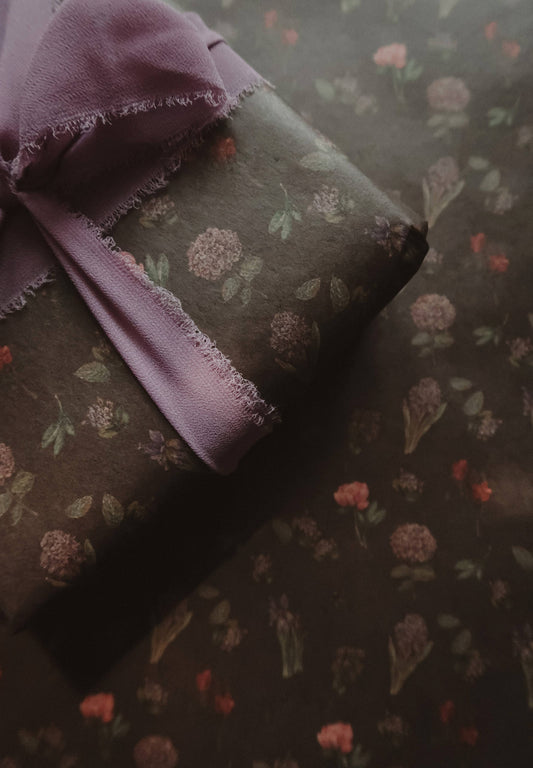 Garden Flowers Kraft Wrapping Paper - Set of 3
