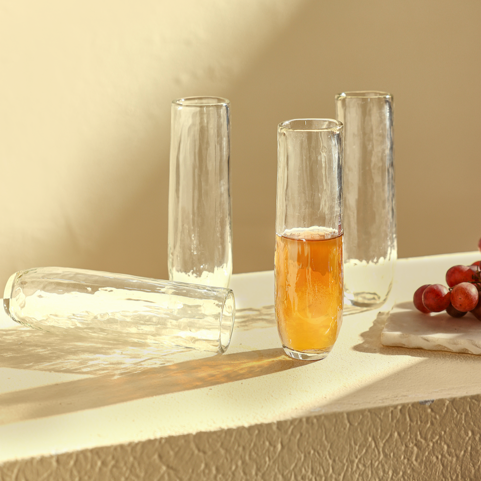 Pebbled Champagne Flutes