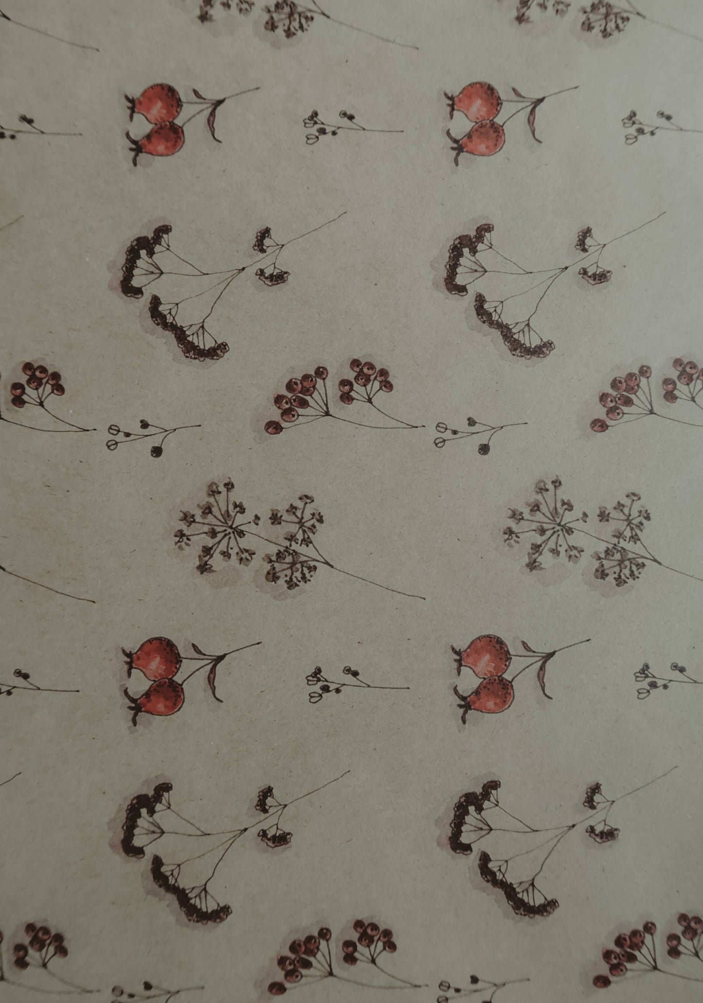 Floral Kraft Wrapping Paper - Set of 3