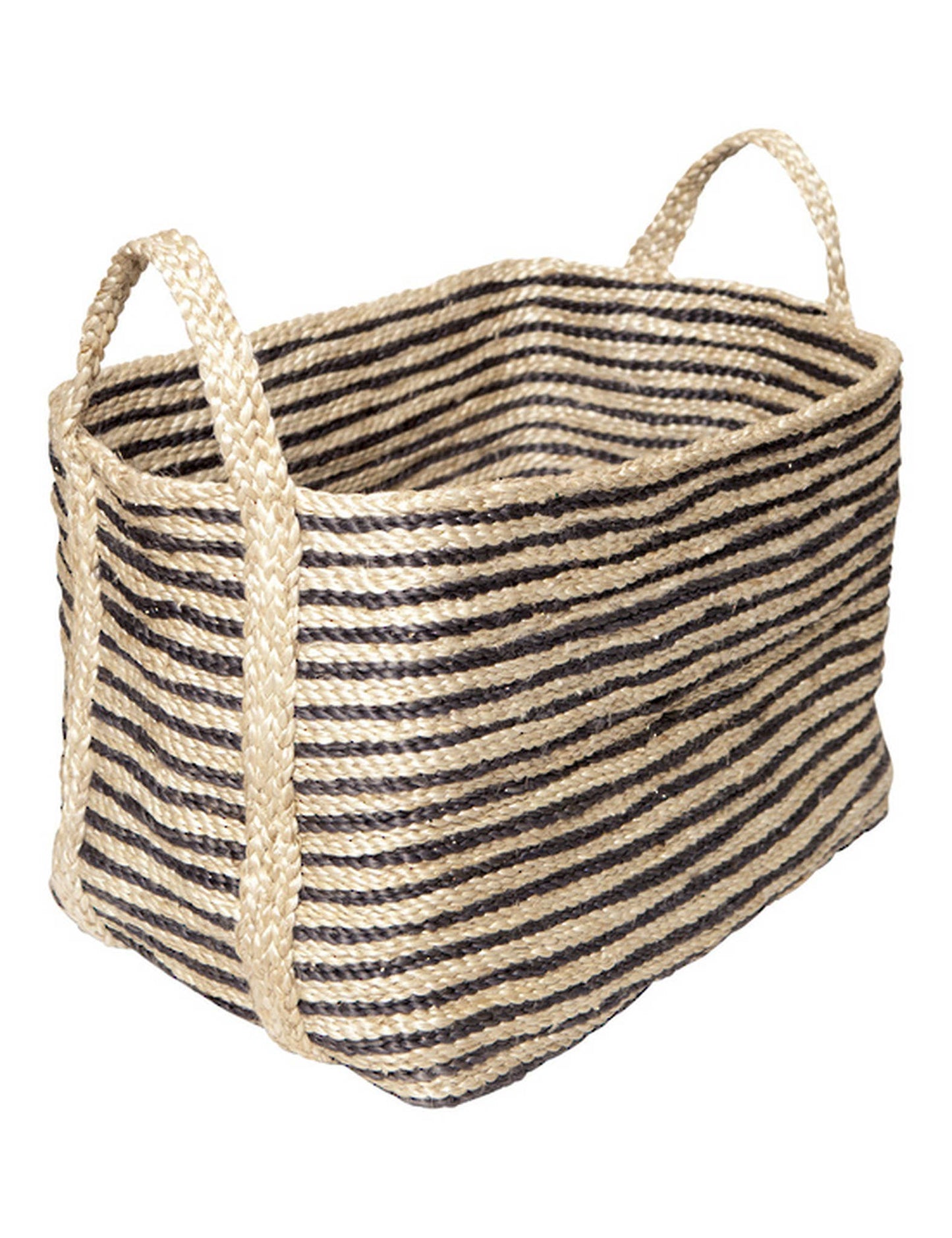 Rectangular Floor Basket - Charcoal Stripe