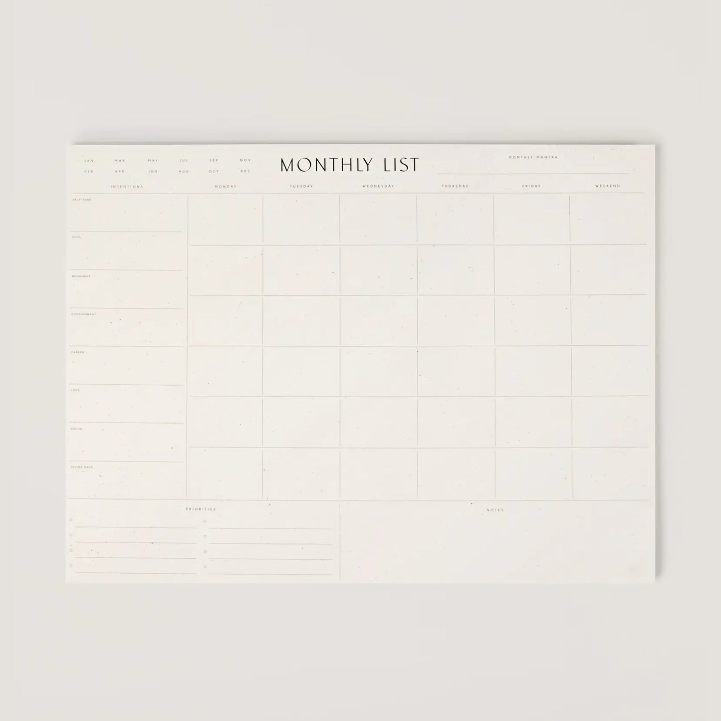 monthly list pad