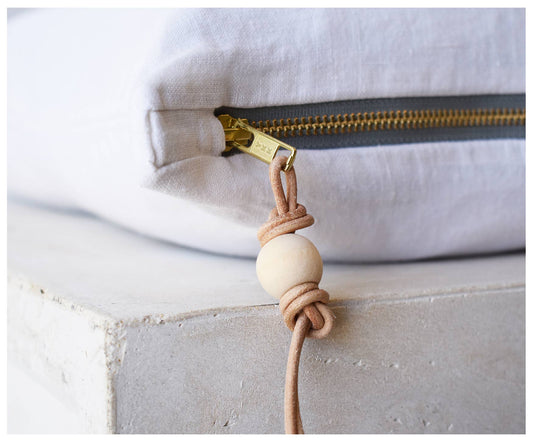 Off-White Washed Linen Pillow - 20 X 20