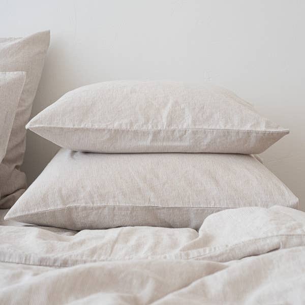 Natural Washed Pinstripe Pillow Case - King