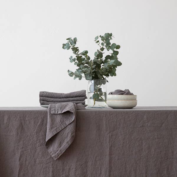 Steel Grey Stone Washed Linen Napkin