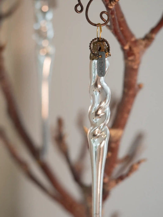 Mouth-blown Twisted Glass Icicle
