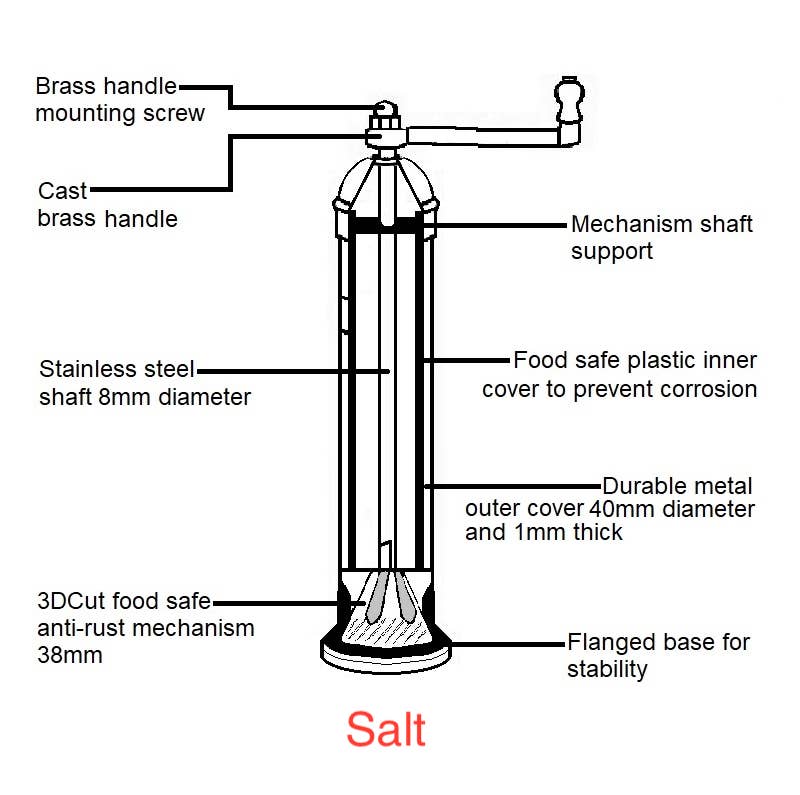 Brass Salt Mill - 9"