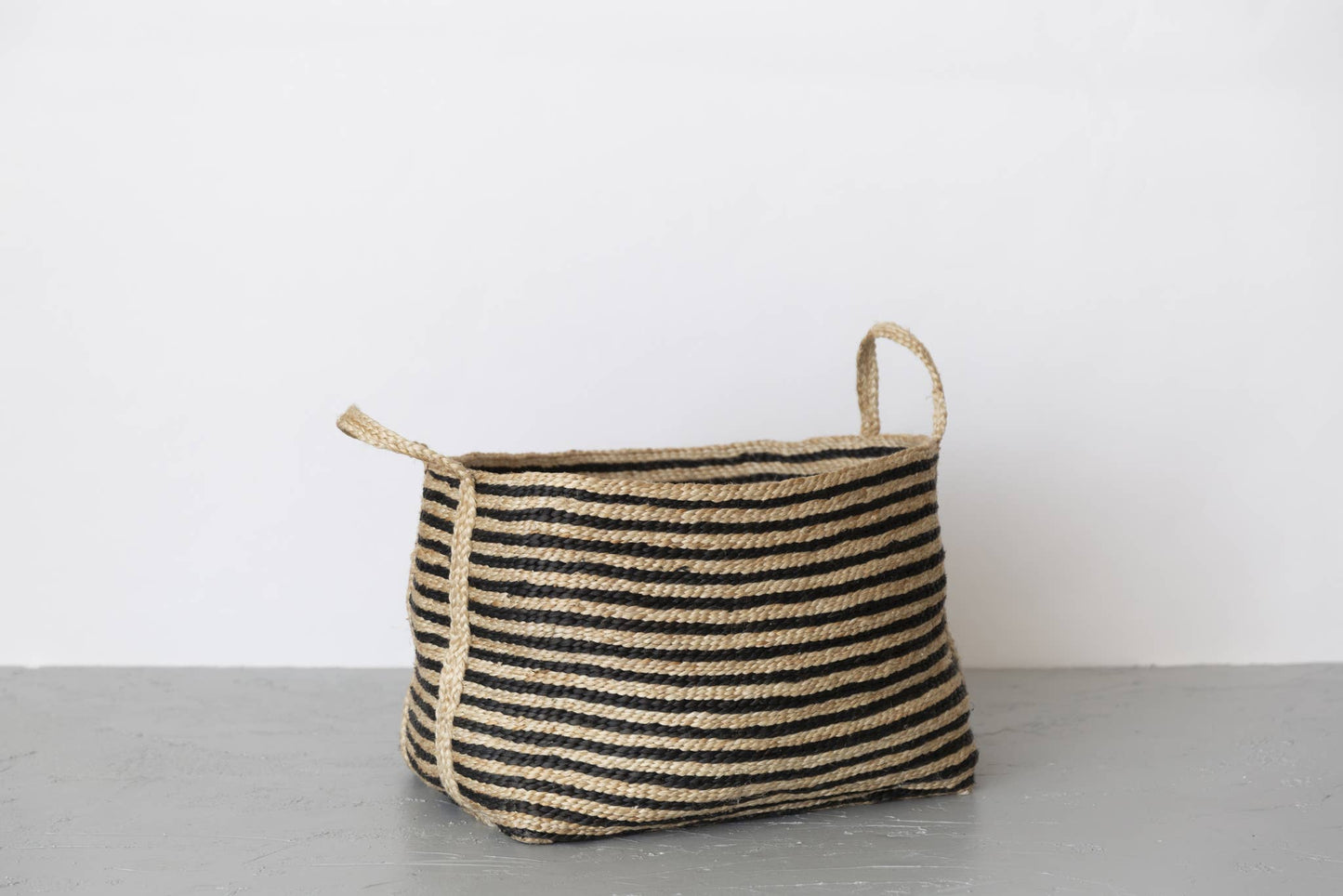 Rectangular Floor Basket - Charcoal Stripe