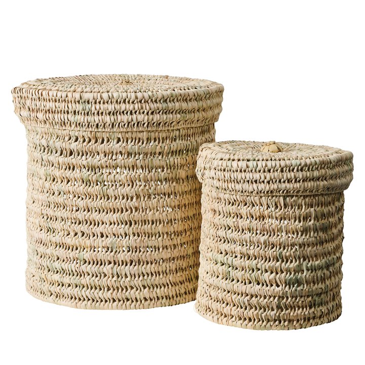 Palm Leaf Basket w/ Lid - Small