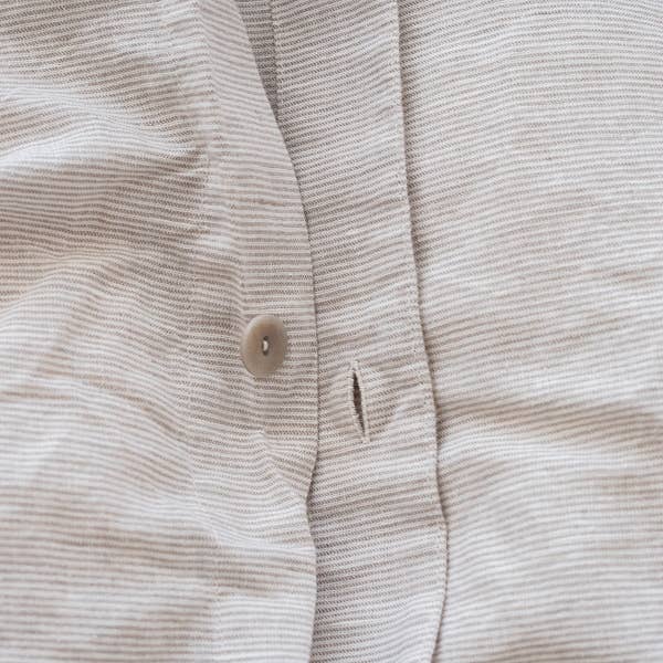 Washed Linen Duvet Natural Pinstripe - Queen