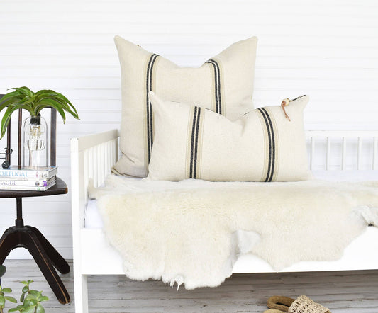 French Cotton Pillow w/ Stripes
