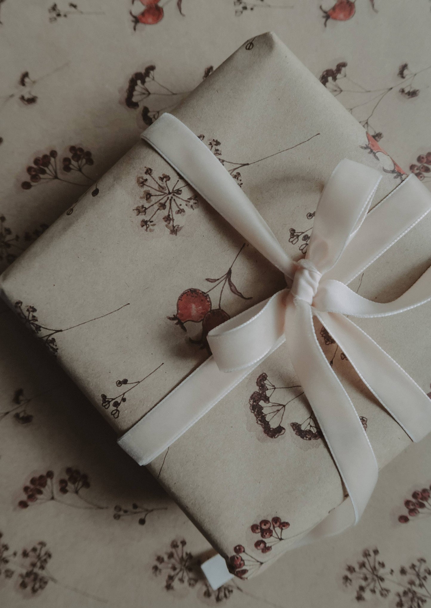 Floral Kraft Wrapping Paper - Set of 3
