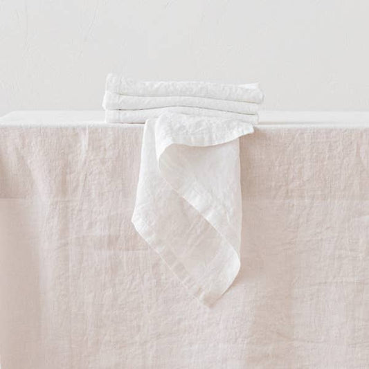Optical White Stone Washed Linen Napkin