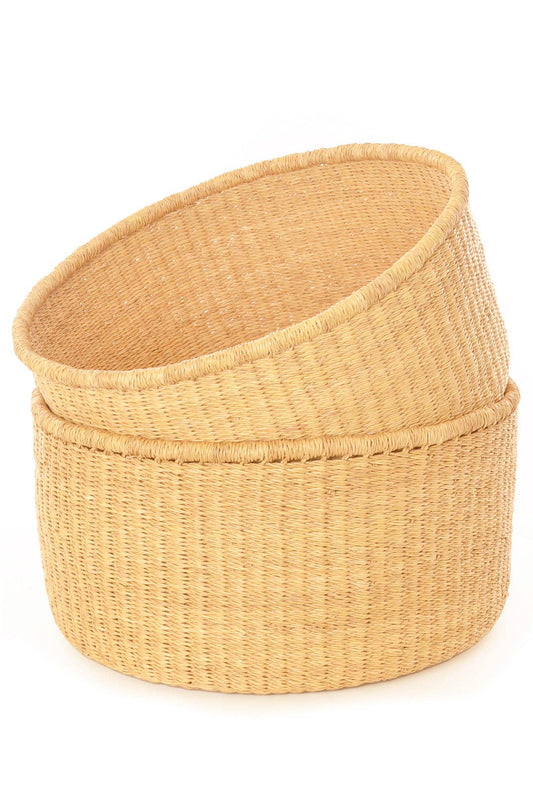 Woven Grass Floor Baskets - No Handles