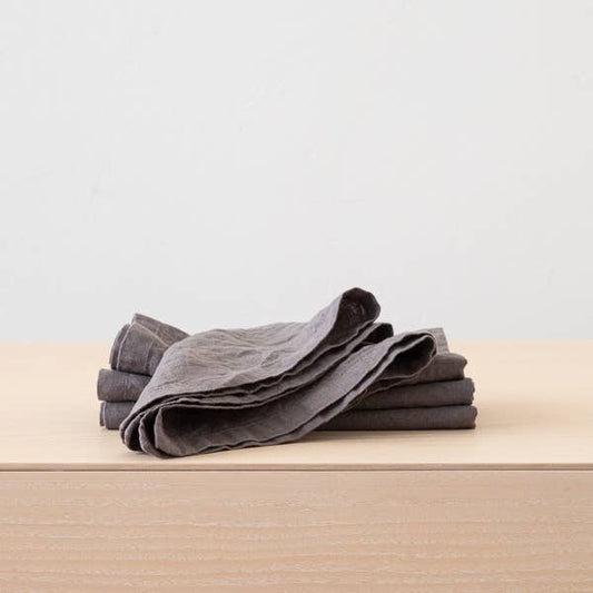Steel Grey Stone Washed Linen Napkin