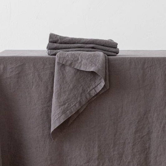 Steel Grey Stone Washed Linen Napkin