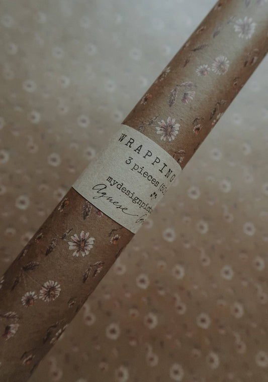 Daisies Kraft Wrapping Paper - Set of 3