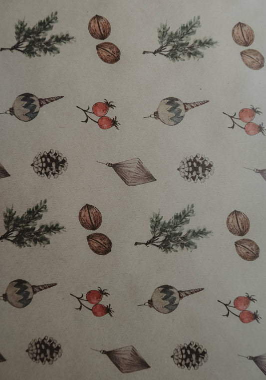 Christmas Kraft Wrapping Paper - Set of 3