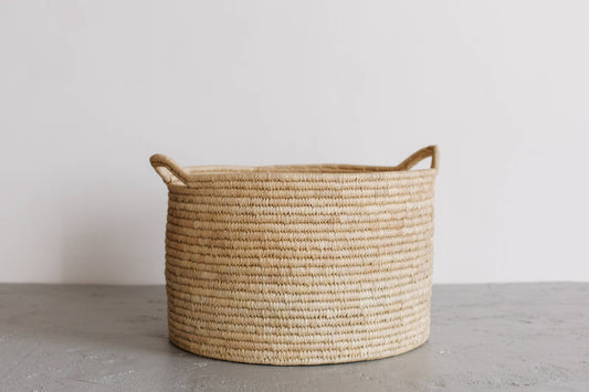 Palm Leaf Round Laundry Basket - Small