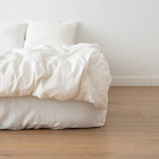 Stone Washed Linen Duvet Off White - Queen