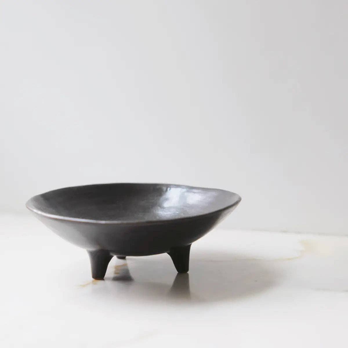 footed ceramic display bowl