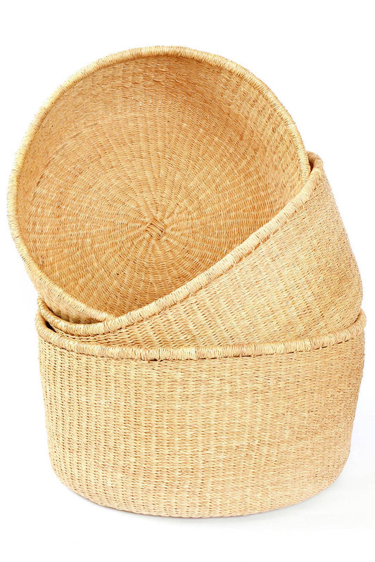 Natural Woven Grass Floor Baskets