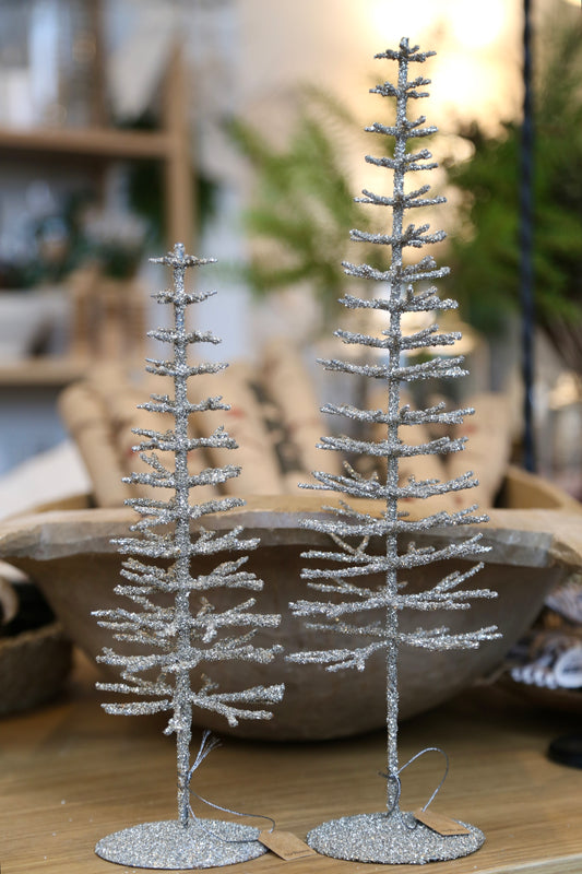 Silver Glitter Iron Tree