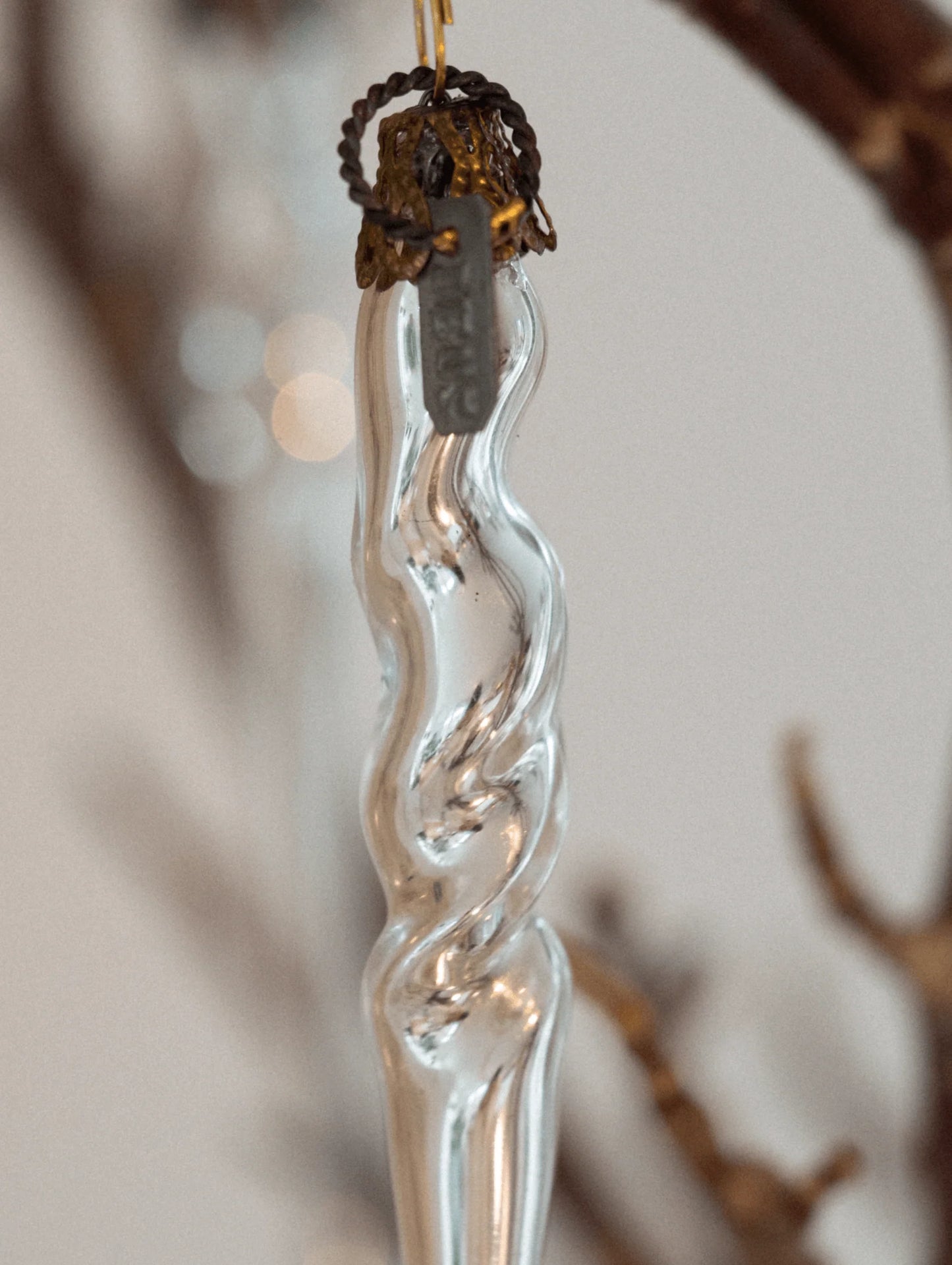 Mouth-blown Twisted Glass Icicle