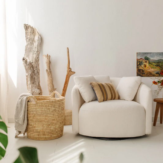 Palm Leaf Round Laundry Basket - Large