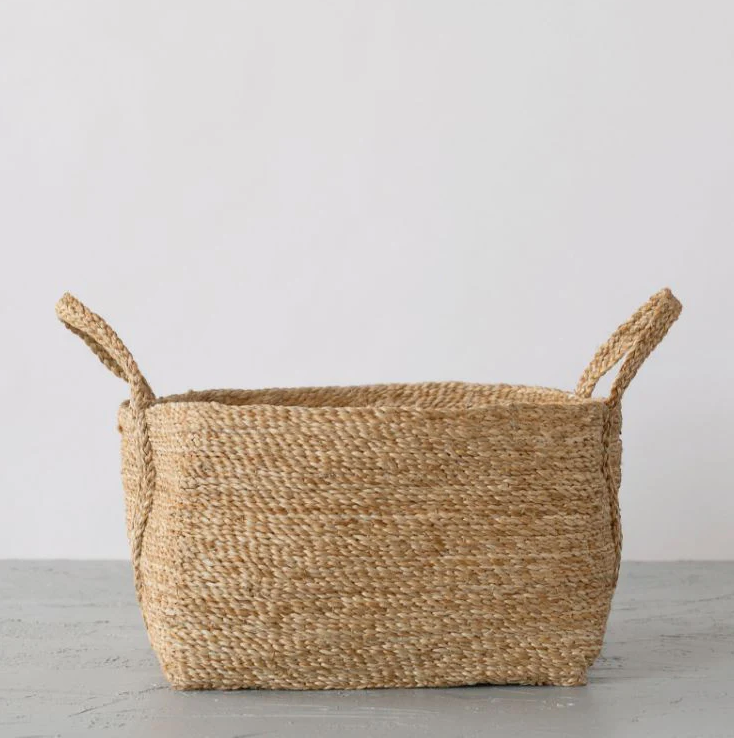 Square Jute Basket with Handle