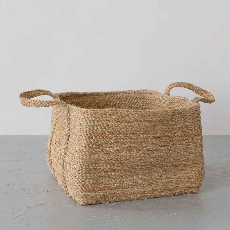 Square Jute Basket with Handle