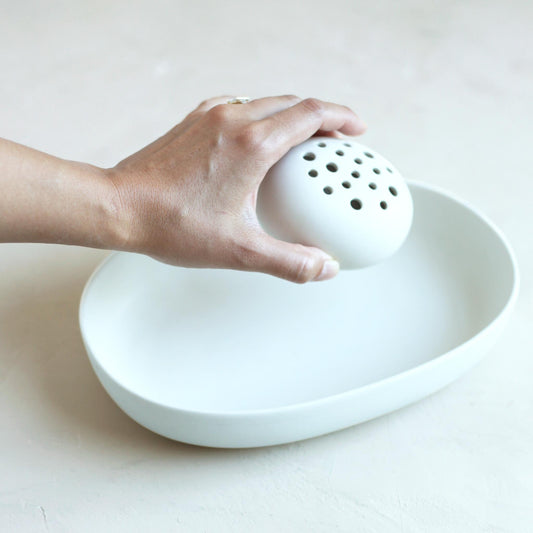 Ceramic Oval Flower Frog