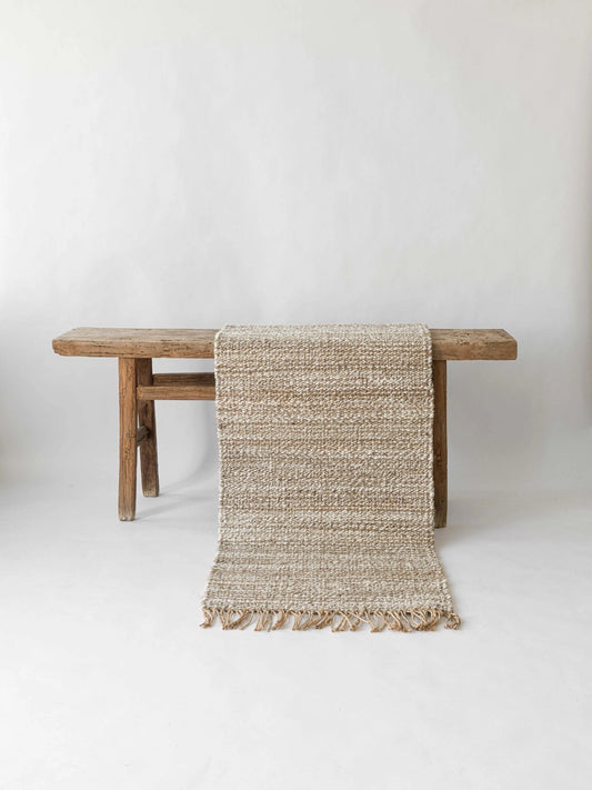 Hemp Tassle Rug - White Wash
