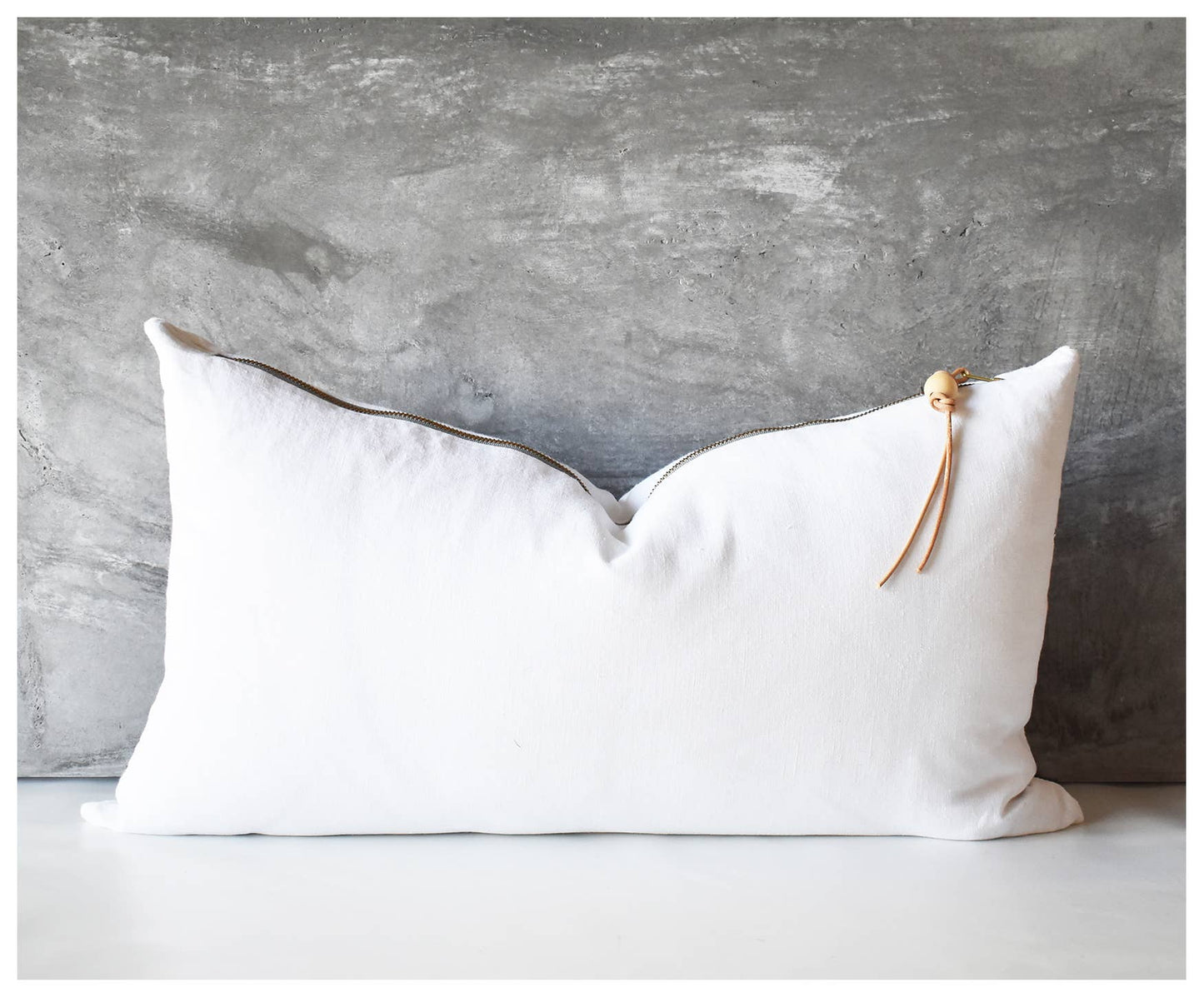 Off-White Linen Lumbar Pillow