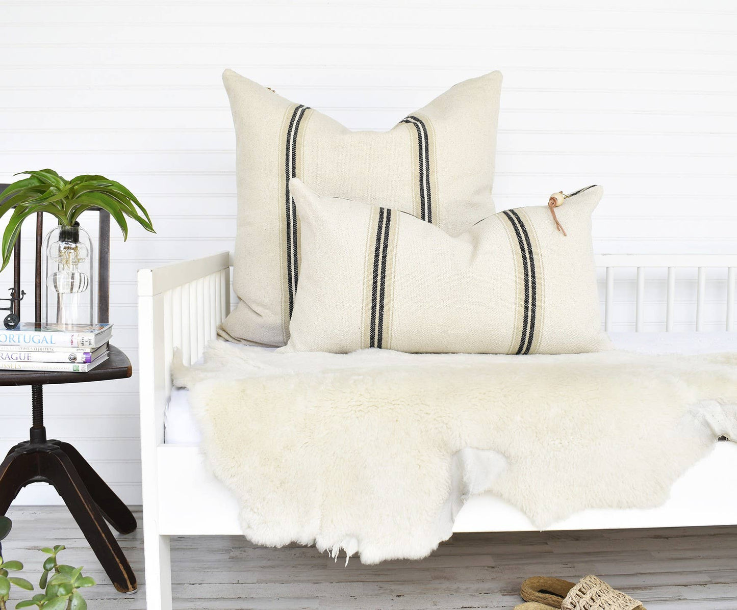 French Cotton Pillow w/ Stripes