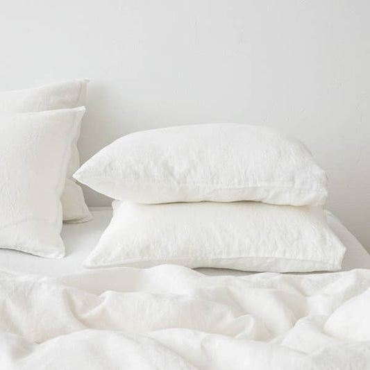 Stone Washed Linen Pillow Case Off White - King
