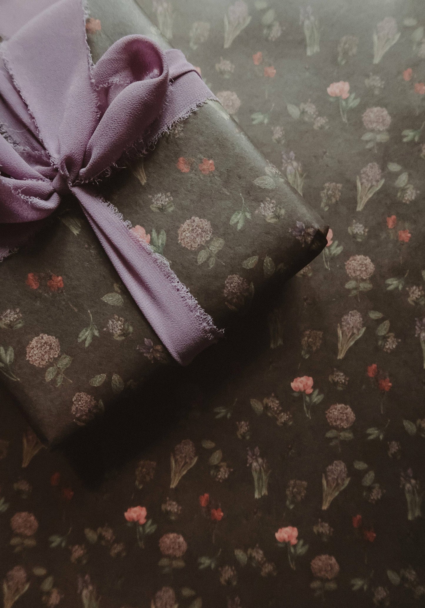 Garden Flowers Kraft Wrapping Paper - Set of 3