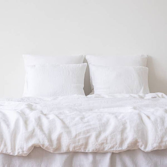 Stone Washed Linen Duvet Optical White - King