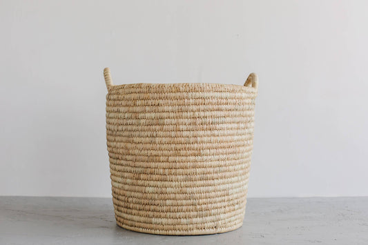 Palm Leaf Round Laundry Basket - Large