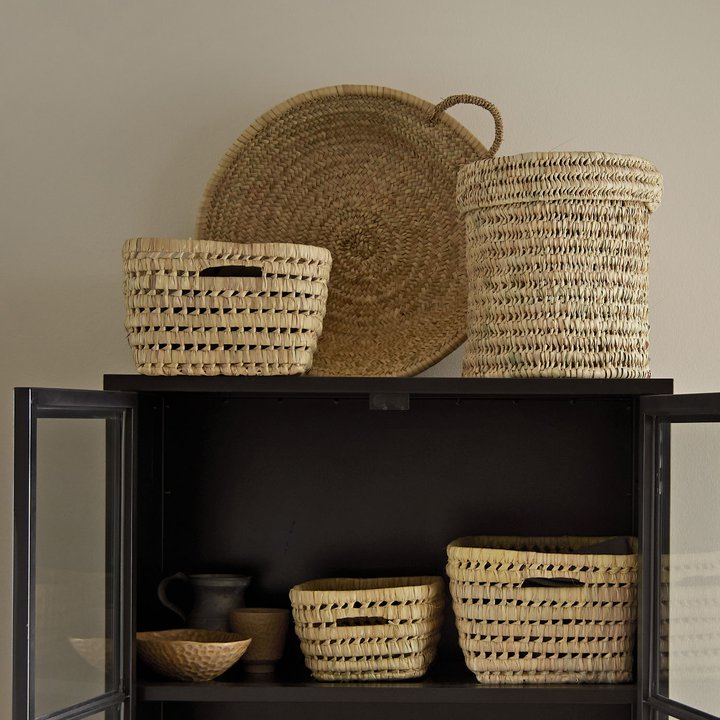 Palm Leaf Basket w/ Lid - Medium